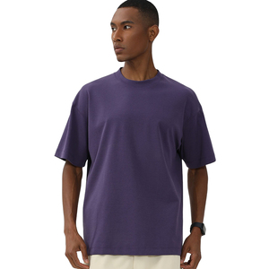 Suministro de fábrica de algodón O cuello camisetas para hombres Drop Shoulder Plain Casual Wear camisetas simples - Product Image 2