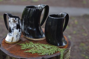 Authentic Eco-Friendly Viking Horn <b>Mug</b> Handmade Buffalo Horn Food Grade Medieval Style Religious Feng Shui Animal Beer <b>Mug</b> - Product Image 2
