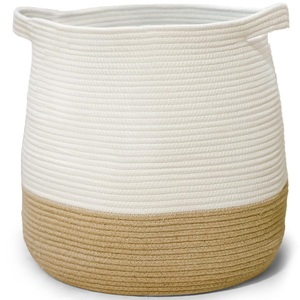 Boho Phong Cách Thân Thiện Với Môi Đay Bông Sợi Dây Thừng Giặt Giỏ Xử Lý Đa Năng Lưu Trữ Bin Cho Nhà Bếp Quần Áo Trẻ Em Đồ Chơi Giá Thấp - Product Image 2