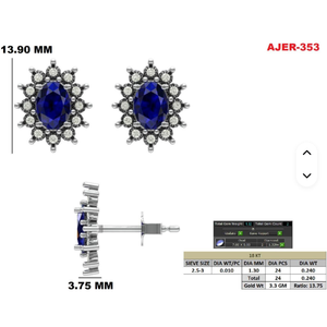 Aniva 18kt ทองคำสีเหลืองทองได้รับการรับรองจาก IGI ต่างหูแบบเปลี่ยนได้ทันสมัยอัญมณี3สีที่แตกต่างกันสำหรับงานแต่งงานของผู้หญิง - Product Image 5