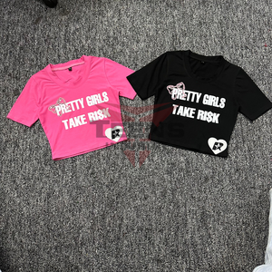 Camisetas de Manga Corta para Mujer, Tallas Grandes, Bonitas, de Algodón, Camisetas Personalizadas, Servicio OEM - Product Image 5