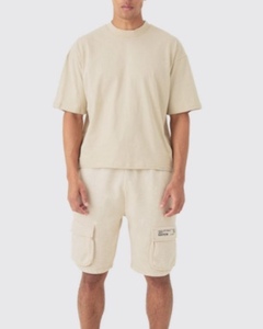 Color personalizado GSM al por mayor de los hombres Streetwear 100% algodón de gran tamaño camiseta de alta calidad pesado cosido en blanco diseño Beige - Product Image 3