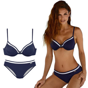Conjunto de Bikini para Mujer con Logotipo Personalizado al por Mayor, Traje de Baño de Dos Piezas, Bikini Push-Up Azul Marino, Traje de Baño para Mujer, Proveedor OEM - Product Image 6