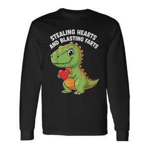 Maglietta a maniche lunghe per bambini Stealing Hearts Dinosaur T-Rex Blasting Farts, maglietta promozionale - Product Image 1