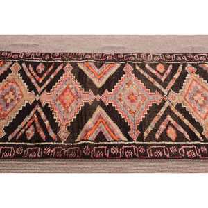 Turkish Runner Rug 2.7x9.6 ft, <b>Brown</b> Pink Camouflage Rug <b>Wool</b> - Product Image 4