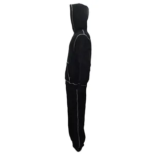 Survêtement d'hiver noir tricoté respirant de haute qualité pour hommes, style hip-hop, tenue décontractée, conception de logo personnalisé OSTROWEARS ENTERPRISES - Product Image 4