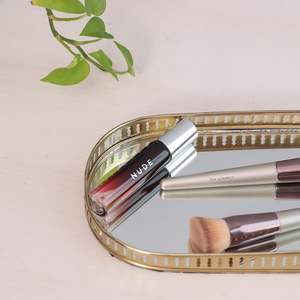 En gros Personnalisé Plaqué Or Ovale Miroir En Verre Plateau De Service Design Moderne 28x16cm-pour Décoratif Vanité Parfum Eid Cadeau De Mariage - Product Image 4