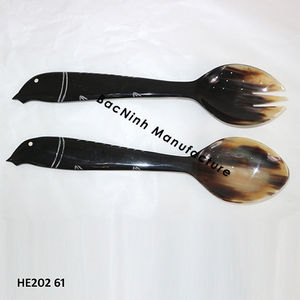 Cuillère en corne de buffle, ensemble de serveurs à salade en corne de buffle avec 2 spatules, ustensiles durables faits à la main - Product Image 4