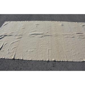 Tapis turc vintage 5,1x10 pieds, écologique, grand patchwork, avec envers en latex, en laine ombrée blanc-gris - Product Image 3