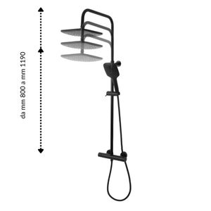 Colonna doccia termostatica nera con 2 funzioni e pacchetto doccia a mano quadrata di 1 Set da bagno - Product Image 5
