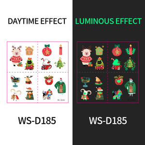 Ensemble d'autocollants de tatouage de Noël phosphorescent pour enfants - Product Image 6