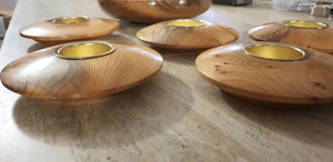DECOR N UTILITY CRAFT Yew Wood Handmade <b>Tea</b> <b>Light</b> Holder Pippy Yew with Choice of Red Pink or White <b>Tea</b> <b>Lights</b> for Christmas - Product Image 2