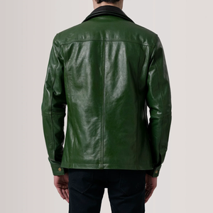 Veste en cuir vintage tendance pour homme, style streetwear, matière de qualité supérieure, teinture unie, coupe confortable, durable, chaude, vêtement d'extérieur pour l'hiver - Product Image 4