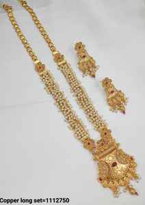 <b>INDIAN</b> TRADITIONAL and FASHIONABLE COPPER <b>JEWELLERY</b> BRIDAL WEDDING <b>JEWELLERY</b> SET for WOMEN EARRINGS and NECKLACE SET - Product Image 2