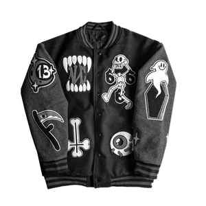 Vente en gros de veste Letterman universitaire personnalisée pour hommes Streetwear vêtements d'hiver doublés polaire coupe-vent respirant avec broderie en chenille - Product Image 6