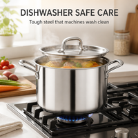 Batterie de cuisine en acier inoxydable avec couvercles et insert vapeur, compatible lave-vaisselle, casseroles et poêles pour la cuisine domestique, OEM ODM Vente en gros
