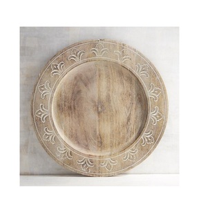 Fabricant professionnel de décorations de table, assiette de service en bois pour le dîner, assiette de présentation en bois poli à la main, prix bas - Product Image 4
