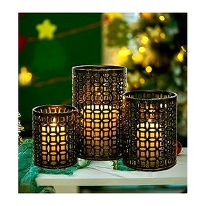 Support votif de Noël en métal moderne Support de pilier de décoration de maison élégante avec poignée - Product Image 5