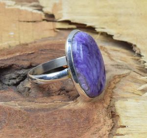 925 Sterling Silver Charoite Gemstone Jewelry <b>Ring</b> Gift for her - Product Image 3