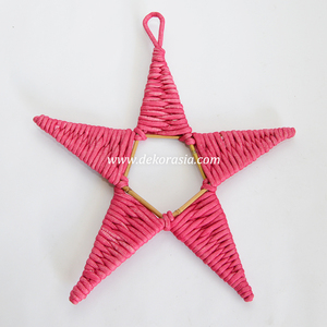 Decorative Eco-Friendly Bamboo & <b>Stove</b> Wick Handicraft Star Christmas Ornaments for Tree Decoration - Product Image 2