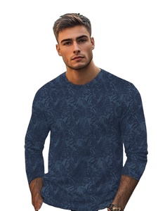 เสื้อยืดแขนยาวทรงสลิมลำลองสำหรับผู้ชาย ลายพิมพ์ด้านข้าง ผ้าริบยืดได้ ปรับแต่งโลโก้ได้ - Product Image 3