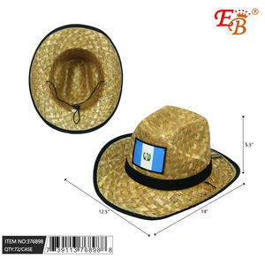 12,5 \ "x14 \" SOMBRERO DE PAJA DE GUATEMALA 72PCS/CS Uso diario Impreso Sombrero de copa Fedora Estilo Panamá Seagrass Material Playa Esquí Verano - Product Image 1