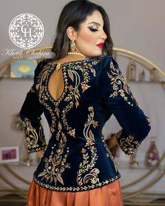 Vestidos de Terciopelo de Seda Karakou Gris Bordados a Mano, Novedad de 2025, Casuales para Chicas Árabes Musulmanas, para Bodas/Fiestas Nocturnas - Product Image 1