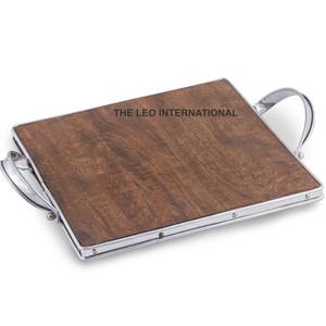 Aluminio Metal forma única asta aspecto plateado bandeja de servicio estilo elegante lujo hecho a mano hogar decorativo - Product Image 4