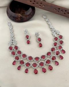 Luxury Zircon & <b>Emerald</b> Bridal <b>Set</b> Royal Diamond & <b>Emerald</b> <b>Set</b> Vintage Glamour Necklace For Women and Girls For Special Occasion - Product Image 2