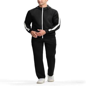 Ensemble survêtement homme coupe slim vintage hiver, veste et pantalon, couleur personnalisée, fermeture éclair sur le devant, poignets côtelés, bas brodé, technique unie - Product Image 2