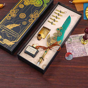 Ensemble de stylos plume d'époque pour calligraphie, coffret cadeau ambiance vintage - Product Image 5
