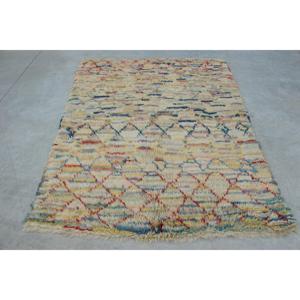 Alfombra Turca Vintage de 5.2x6.46 pies, Alfombra Azul Abstracta de Lana - Product Image 1