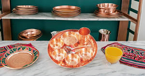 ชุดชามอาหารจานทาลีเคลือบทองแดงหรูหราสไตล์อินเดียรับโลโก้บนโต๊ะอาหารแบบดั้งเดิมสไตล์ตะวันตกสำหรับงานแต่งงานงานปาร์ตี้ - Product Image 5