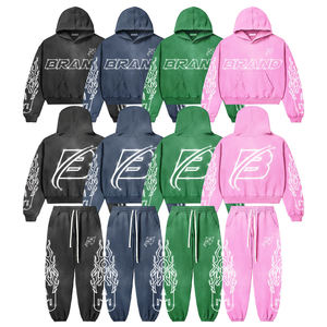 Personnalisé sérigraphié Propre Marque Logo Conception Régulier Ajusté Pull À Capuche Jogger Polaire Pantalon Respirant Hiver Survêtements - Product Image 1