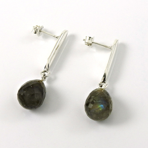 Attrayant fait à la main indien bijoux 925 en argent Sterling naturel Labradorite pierres précieuses poire forme balancent boucle d'oreille pour la fête d'anniversaire - Product Image 1