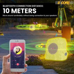5 Core Outdoor Rock Speakers Pair 100W <b>Bluetooth</b> Waterproof Landscape Speaker for Patio Pool Outdoor - Product Image 3