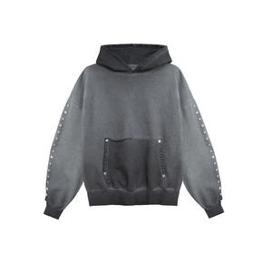 Ropa de calle de algodón 100% de alta calidad personalizada de fábrica, ajuste holgado, gota, hombro, angustia, lavado ácido, esencial - Product Image 5