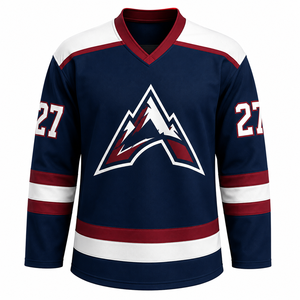 Custom Sublimation Ice Hockey Jersey Adult Team Name Number V Neck Long Sleeve Polyester Uniform - Product Image 2