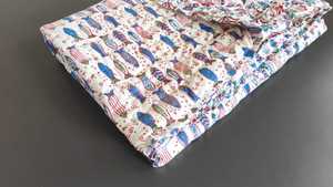 Hand Block Printed <b>Quilted</b> Cotton Razai Reversible Animal Print Winter Blanket Soft Cozy - Product Image 3