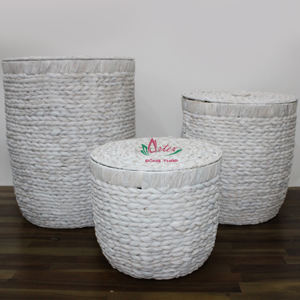 Artex Dong ชุด3 INS ตะกร้าผักตบชวาขนาดใหญ่, ตะกร้าที่ใส่อาหารทำด้วยมือเป็นมิตรต่อสิ่งแวดล้อมใช้ในบ้านห้องครัว - Product Image 2