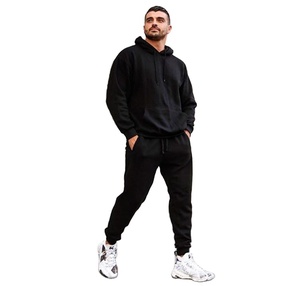 Custom Logo Mens Factory Heavy Fleece Cropped No <b>Strings</b> Hoodies Work Casual Sport Wear Sweatpants Set Tracksuits with Hoodies - Product Image 3