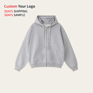 Sweat à capuche zippé OEM en coton tricoté surdimensionné 450 g/m², brodé, hiver, écologique, anti-plis, sans doublure, design uni - Product Image 4