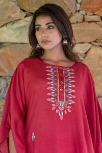 ผู้หญิงปัก Elegance ลําลองคอวียาวสไตล์ Kaftan ชุด - Product Image 2