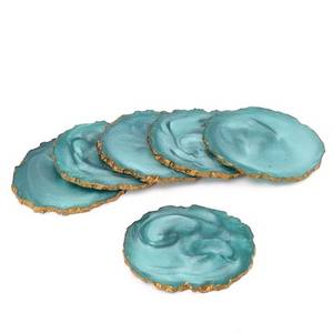 Posavasos de resina para Río, posavasos de madera de empalme de mármol creativo para el hogar, posavasos redondo de Acacia personalizado - Product Image 4