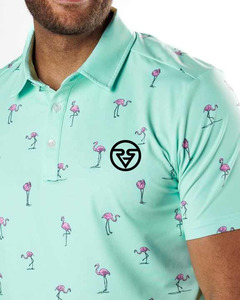 Camiseta de golf de verano al por mayor Camiseta estampada de polo de secado rápido elástica de 4 vías con estampado de patrón sólido Impresión digital nuevo estilo ajuste regular - Product Image 2