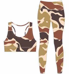 Ensemble de yoga et de fitness pour femmes en gros personnalisé, 2 pièces, imprimé par sublimation, soutien-gorge de sport et leggings, vêtements de sport décontractés pour la salle de sport - Product Image 4