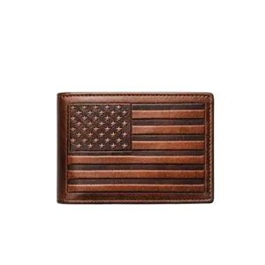Wholesale <b>RFID</b> Blocking USA Flag Bifold Leather <b>Wallet</b> - Product Image 1