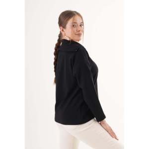 Pull décontracté noir en gros avec col demi-zippé - Product Image 1