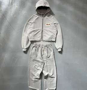Chándal de Moda Unisex de Tallas Grandes, Diseño Contemporáneo, Lavado Ácido, Invierno, Casual, Grueso, Color Sólido, Ecológico, de Fábrica - Product Image 1
