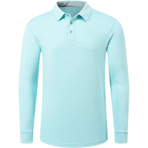 เสื้อโปโลแขนยาวผ้าคอตตอนทรงสลิมฟิตสำหรับผู้ชายสีพื้นใหม่ฤดูร้อนระบายอากาศได้ดีน้ำหนักเบาแห้งเร็ว - Product Image 2